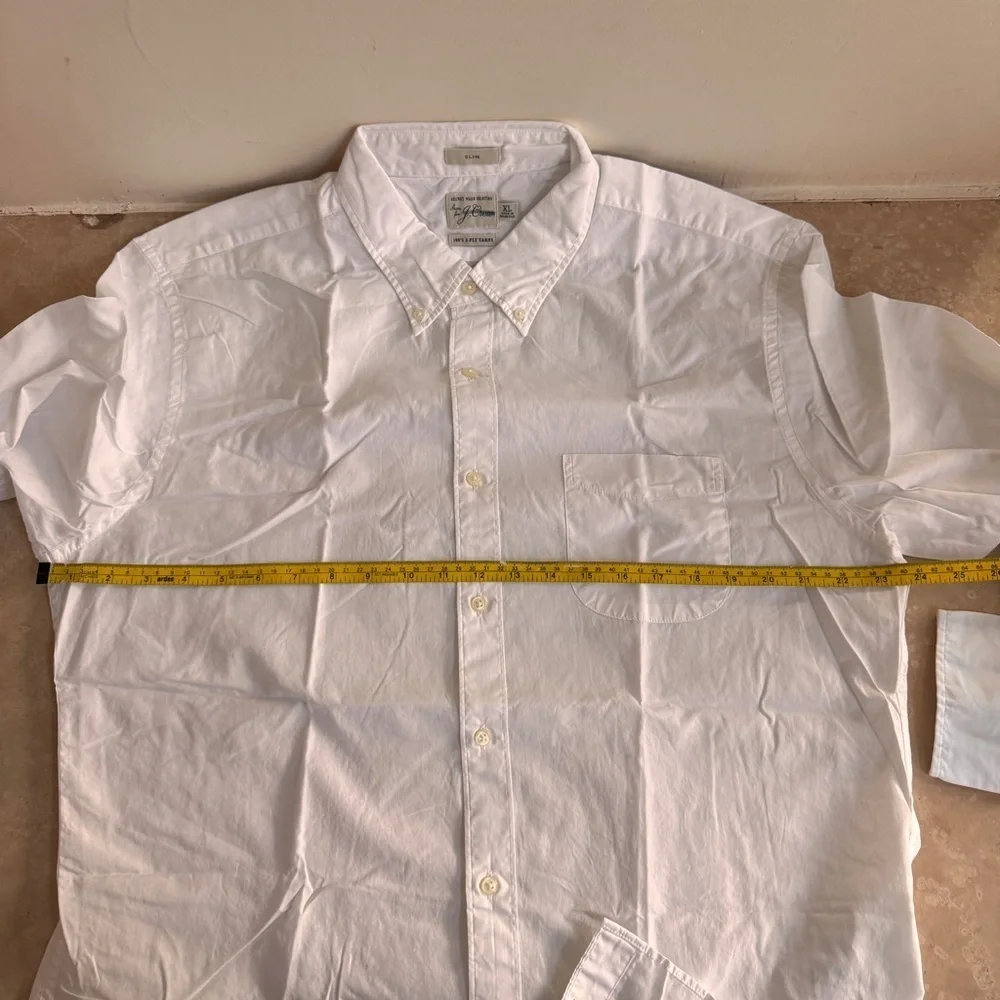 J Crew Slim Secret Wash Cotton Poplin Shirt White Button Down Mens Size XL